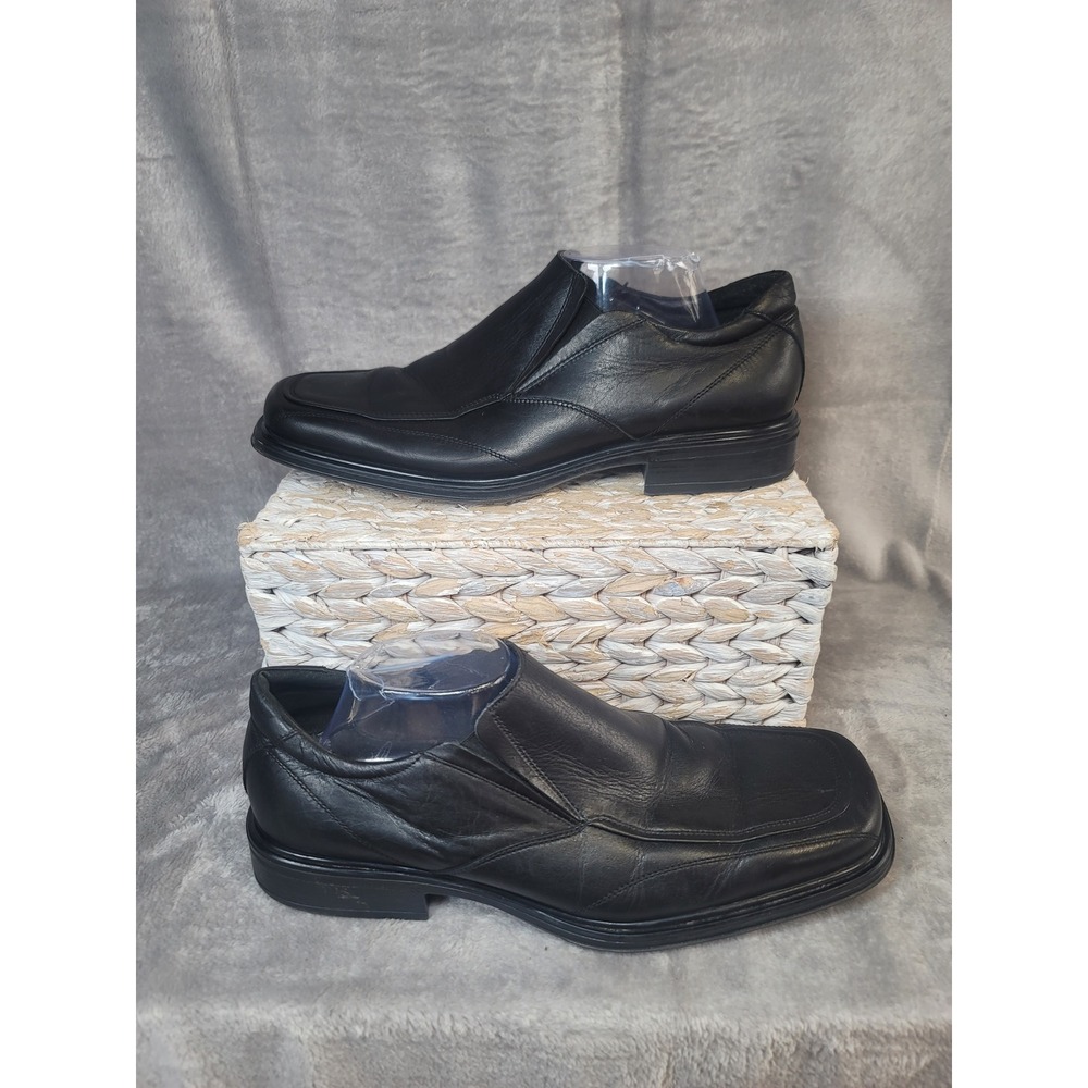 Aldo Black Leather Square Toe Slip On Loafers Dress Shoes Size 45 US 11.5-12